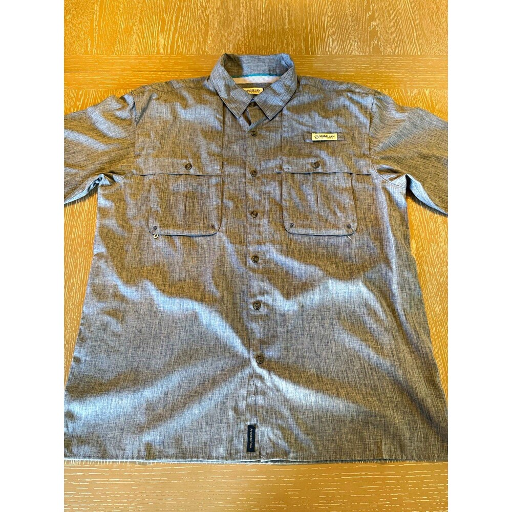 Magellan Outdoors Fish Gear Men's L Blue Button-Up